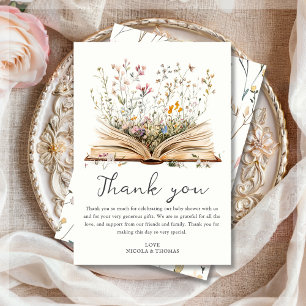 wilde bloem   Baby shower Boekthema Bedankkaart