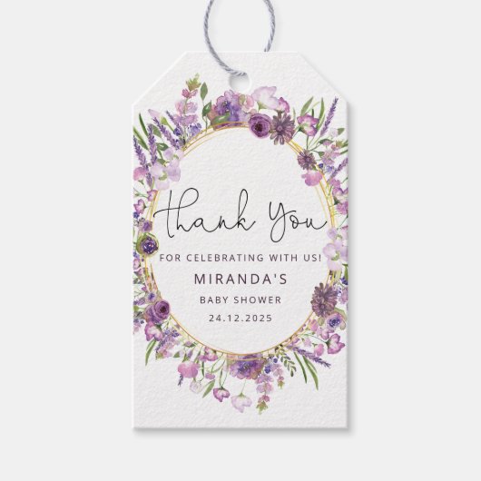 Wilde bloem Baby shower Dank je Label Cadeaulabel (Voorkant)