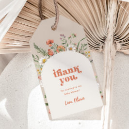 Wilde bloem Baby shower Dank je Label Cadeaulabel