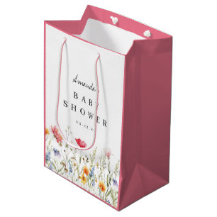Wilde bloem Baby shower Dank je wel Medium Cadeauzakje