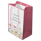 Wilde bloem Baby shower Dank je wel Medium Cadeauzakje (Achterkant Gekanteld)