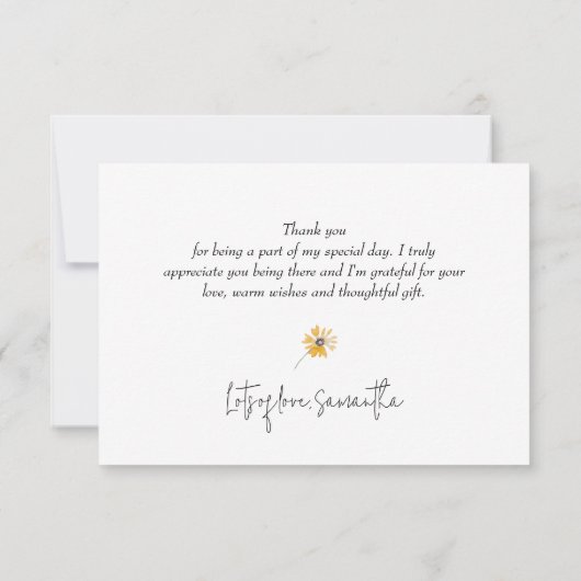 Wilde bloem Baby shower Dank je wel Notitiekaartje (Achterkant)