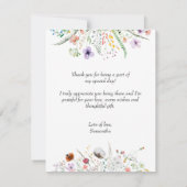 Wilde bloem Baby shower Dank je wel Notitiekaartje (Achterkant)