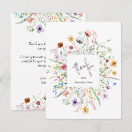 Wilde bloem Baby shower Dank je wel Notitiekaartje