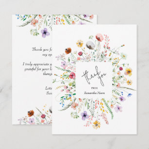 Wilde bloem Baby shower Dank je wel Notitiekaartje