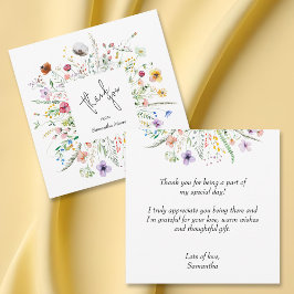 Wilde bloem Baby shower Dank je wel Notitiekaartje