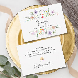 Wilde bloem Baby shower Dank je wel Notitiekaartje