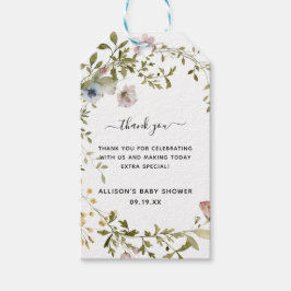 Wilde bloem | Baby shower Dank u Labels voor cadea Cadeaulabel