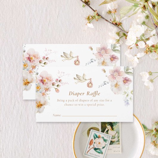 Wilde bloem Baby shower Diaper Raffle Informatiekaartje