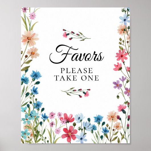 Wilde bloem - Baby shower - Favors - teken Poster (Voorkant)