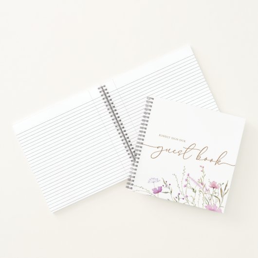Wilde bloem Baby shower Guest Book Notitieboek (Binnen)