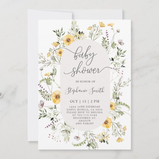 Wilde bloem Baby shower Kaart (Voorkant)