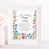 Wilde bloem baby shower late night luiers afdruk poster