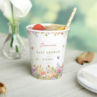 Wilde Bloem Baby Shower Papieren Bekers