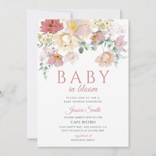 Wilde Bloem Baby Shower Set Kaart (Voorkant)