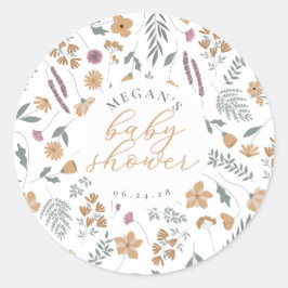 Wilde bloem baby shower sticker - Oranje