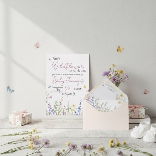 Wilde bloem baby shower uitnodiging