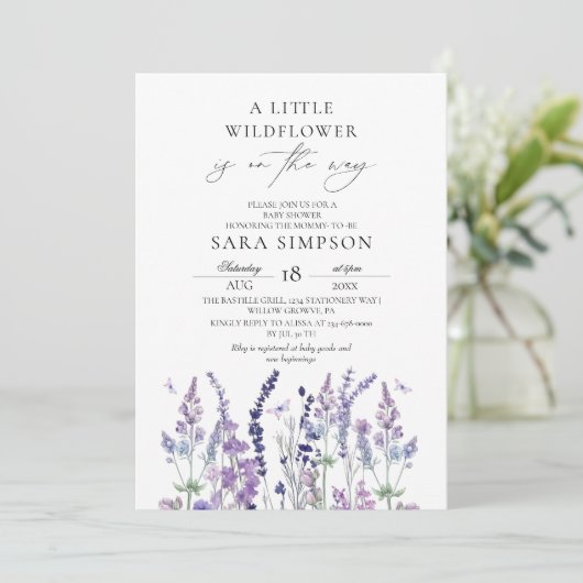 Wilde Bloem Baby Shower Uitnodiging (Staand voorkant)