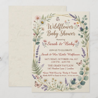 Wilde Bloem Baby Shower Uitnodiging, Flora Botanic Kaart