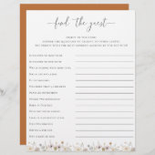 Wilde bloem Baby shower vindt het gastspel (Voorkant / Achterkant)