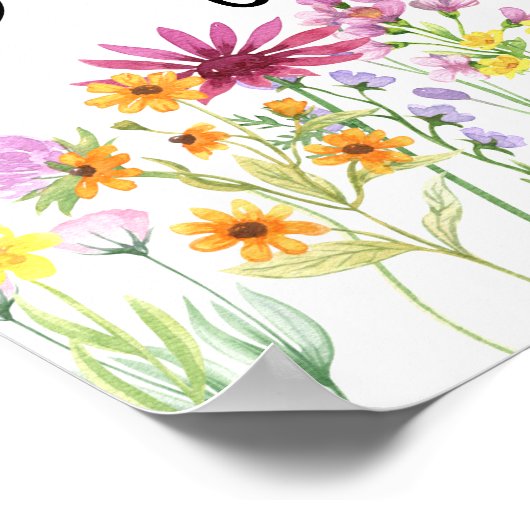 Wilde bloem Baby shower Welkom Poster (Hoek)