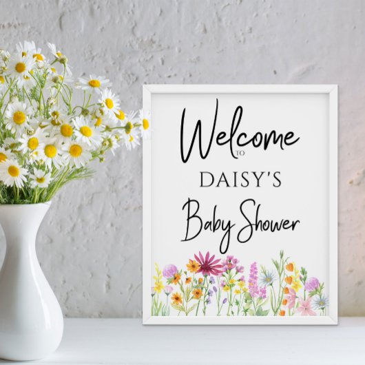 Wilde bloem Baby shower Welkom Poster