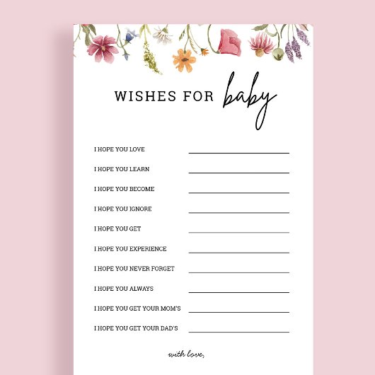 Wilde bloem Baby shower wenst Baby Kaart