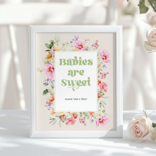 Wilde Bloem Baby's zijn zoete roze salie Baby Show Poster