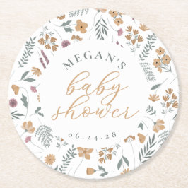 Wilde Bloem Babyshower Onderzetters - Oranje