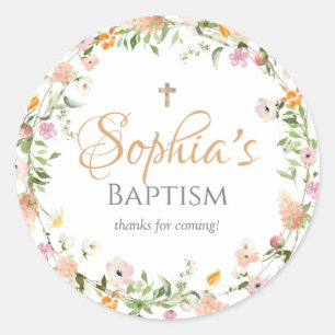 Wilde bloem Baptism Girl Pink Flower Sticker