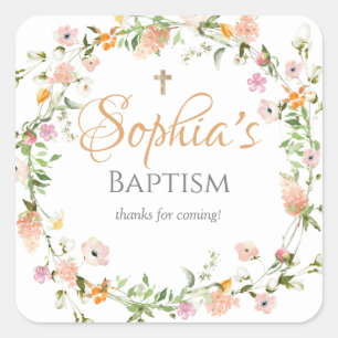 Wilde bloem Baptism Girl Pink Flower Sticker