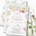 Wilde bloem Beadow Bridal Brunch met de Bride Kaart<br><div class="desc">Brunch met de Bride Wildflower Bridal Brunch uitnodiging. Dit ontwerp van de wildbloem van de waterverf heeft een grillig en elegant schrift met delicate weidebloemen in roze lila oranje blauw en geel. Feminine trendy sjabloon nodigt u uit voor uw vrijgezellenfeest. Blader door mijn winkel en het collectie Wilde bloem voor...</div>