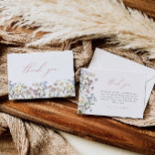 Wilde bloem bedankkaart Roze bloemen Boho bloemen