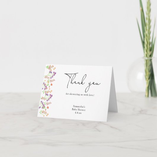 Wilde bloem bedankt baby shower (Voorkant)