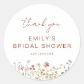 Wilde Bloem Bedankt Bruidsfeest In Bloei Ronde Sticker (Voorkant)
