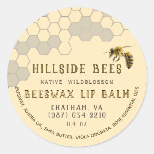 Wilde bloem Beeswax Lip Balm Label Honeycomb & Bee