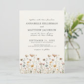 Wilde Bloem Beige Boho Bloemen Bruiloft Kaart (Staand voorkant)