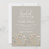 Wilde Bloem Beige Bruidsfeest Kaart (Voorkant)
