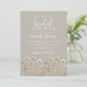 Wilde Bloem Beige Bruidsfeest Kaart (Staand voorkant)