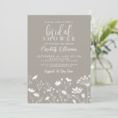 Wilde Bloem Beige Bruidsfeest Kaart (Staand voorkant)
