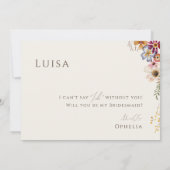 Wilde bloem Beige Faded Foto Bridesmaid Kaart (Achterkant)