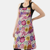 Wilde bloem Beige Floral Gepersonaliseerd Schort (Insitu)