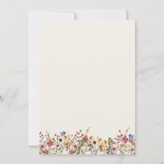 Wilde bloem Beige Meadow Ontvangingstabel Dank je  (Achterkant)