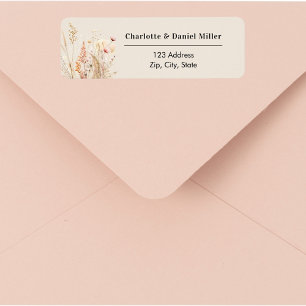 Wilde bloem beige roze retouradres etiket