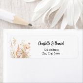 Wilde bloem beige roze schrift retouradres etiket (Insitu)