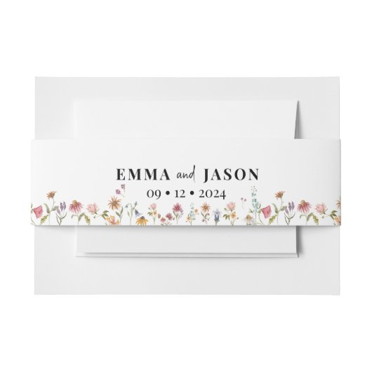 Wilde bloem Belly Band Uitnodigingen Wikkel (Voorkant Voorbeeld)