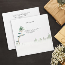 Wilde Bloem Berg Aquarel Bruiloft