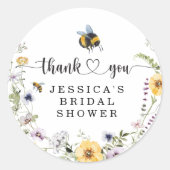 Wilde Bloem Bij Bridal Shower Ronde Sticker (Voorkant)