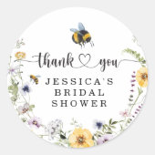 Wilde Bloem Bij Bruids Shower Ronde Sticker (Voorkant)