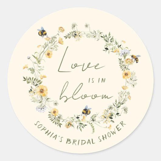 Wilde Bloem Bij Bruiloft Stickers (Voorkant)